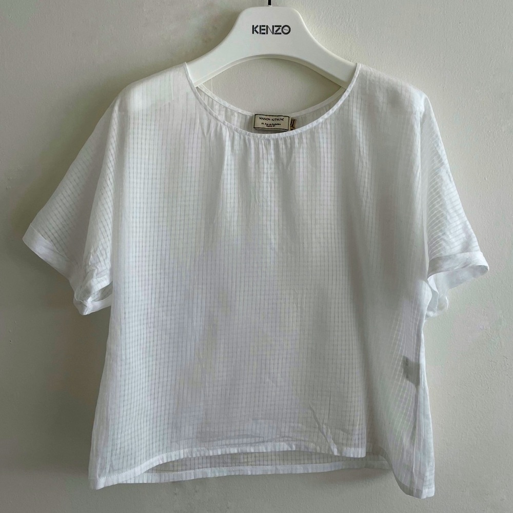 Maison Kitsune White Cotton Gauze Boxy T-Shirt
